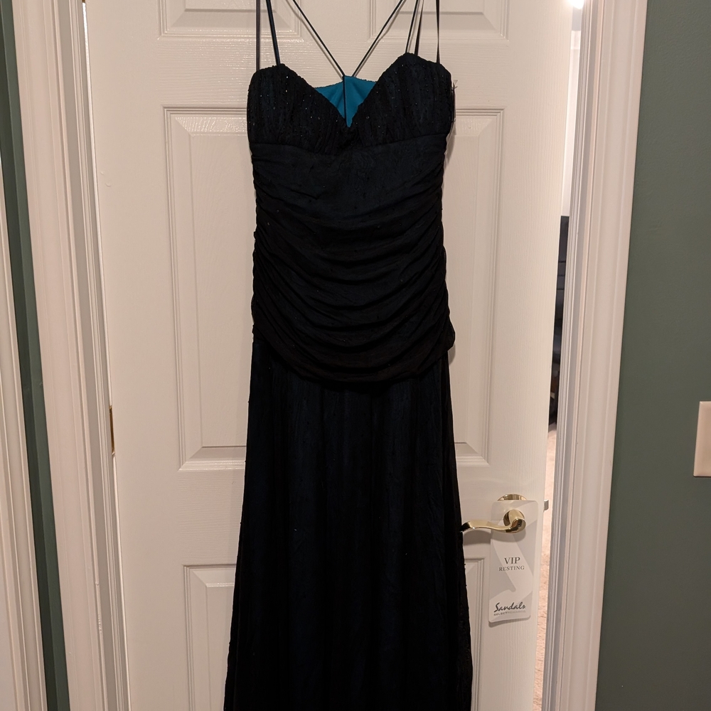 New Elegant Black & Teal Prom Dress